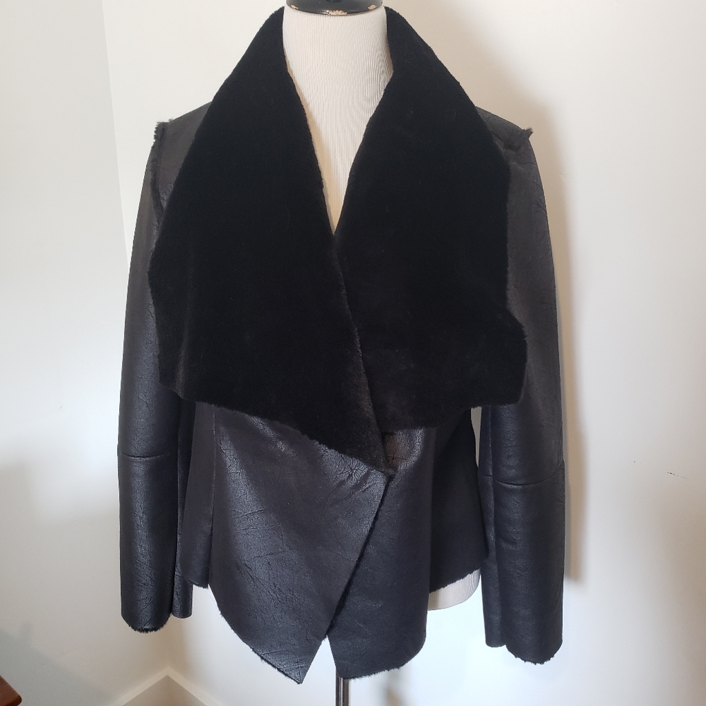 Black Alfani Faux Fur/Suede Jacket